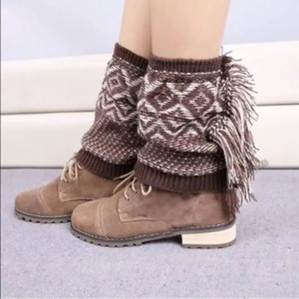 Western Fringe Sweater Knit Boot Cuffs